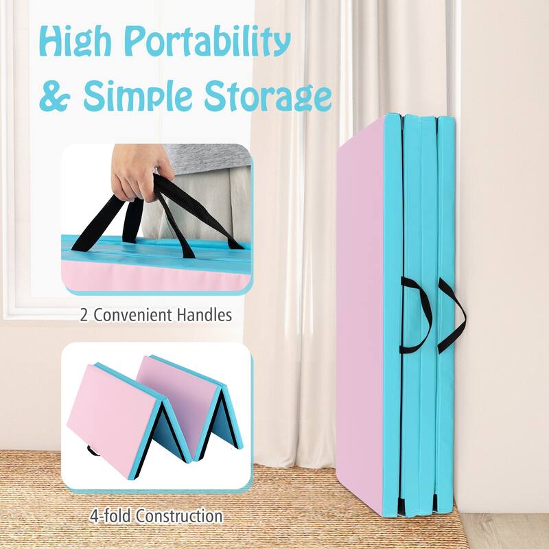 Gymax 8' x 4' x 2'' Folding Gymnastics Mat Tumbling Exercise PU