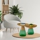 preview thumbnail 8 of 7, Gold Titanium Coffee Table Set of Two with Glass Base Modern Accent - 24x17 19x20