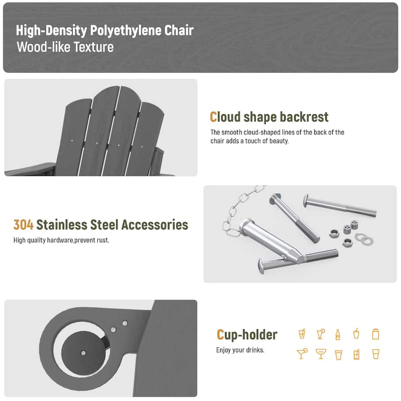 HDPE Plastic Outdoor/Indoor Adjustable Folding Adirondack Chair