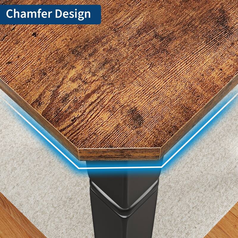 78.7" Farmhouse Dining Table for 6–8, Rustic Wood Table with Metal Frame & Chamfered Corners for Dining Room