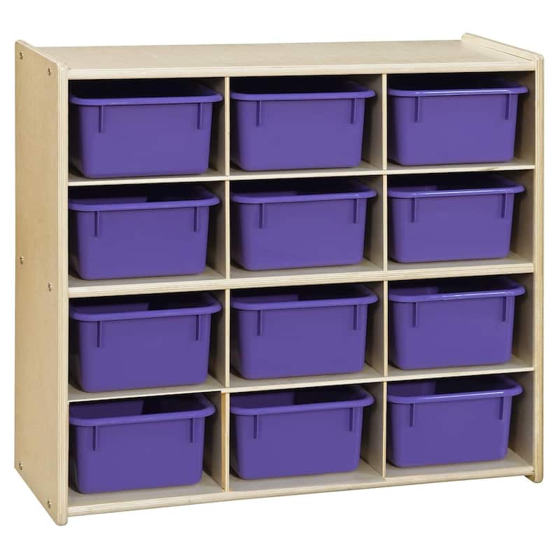 Contender 12 Compartment Kids Cube Locker Shelf with Purple Bins ...