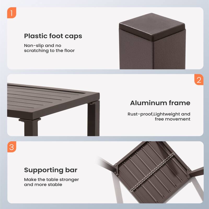 Pellebant Outdoor 3-piece Aluminum Adjustable Back Chaise Lounge with Side Table Set