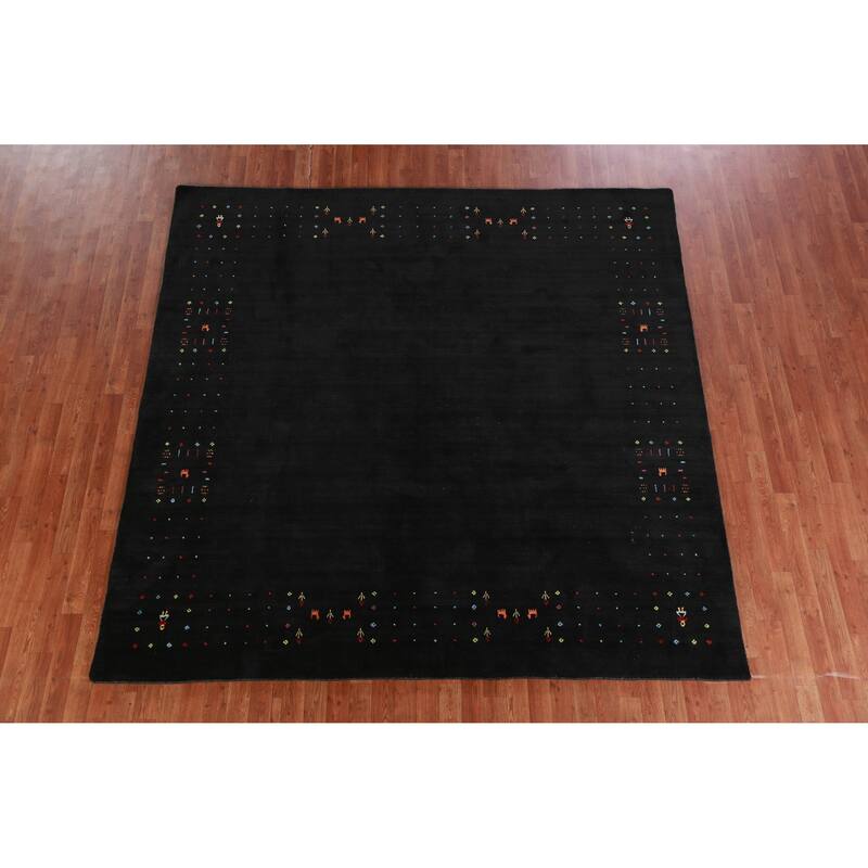 Hand Knotted Oriental 100% Wool Carpet Tribal Tribal Greys & Charcoal Gabbeh Area Rug - 8' 3'' X 8' 2''