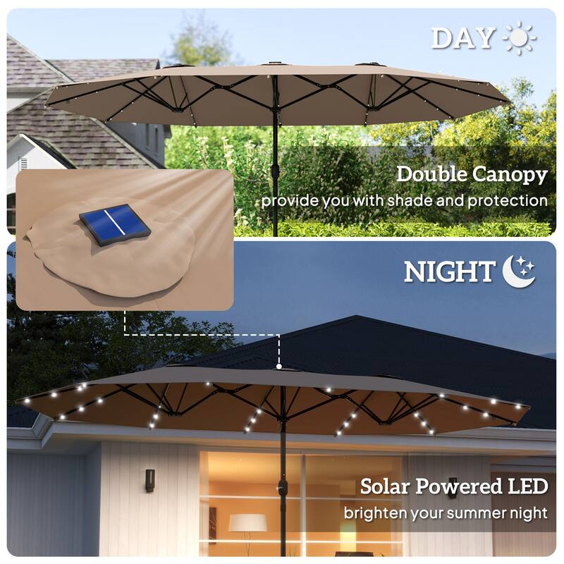 Double-Sided Large Patio Umbrella with Crank Handle Outdoor Canopy for Backyard Garden or Patio