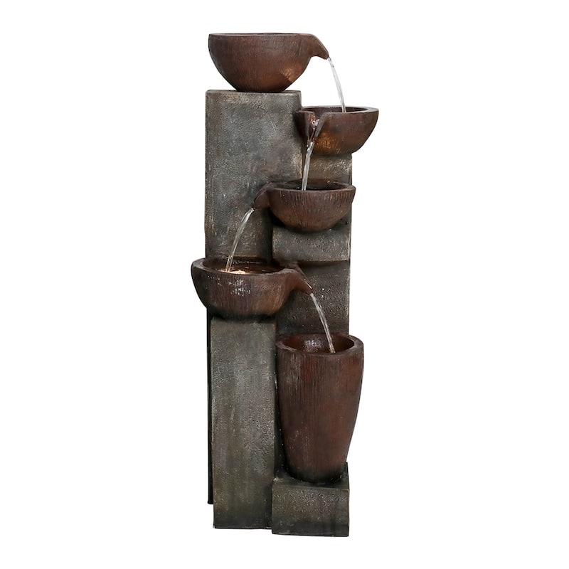 39.7in High Outdoor Water Fountain with LED Lights for Home Art Decor