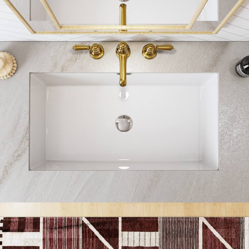 ClarityPure 27.56 in. x 15.75 in. Undermount Bathroom Sink in White Ceramic with Overflow Drain