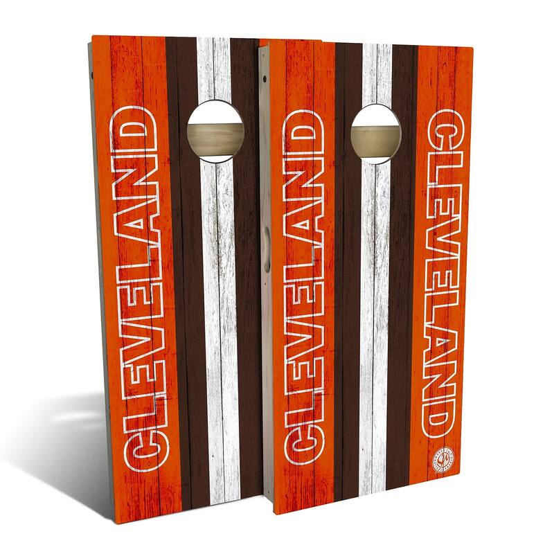 Cleveland Football Outdoor Cornhole Board Set - Backyard 2x4 - Include Carrying Case