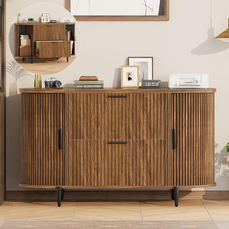 2 Drawer File Cabinet Filing Cabinet Home Office 2 Door Storage - Brown