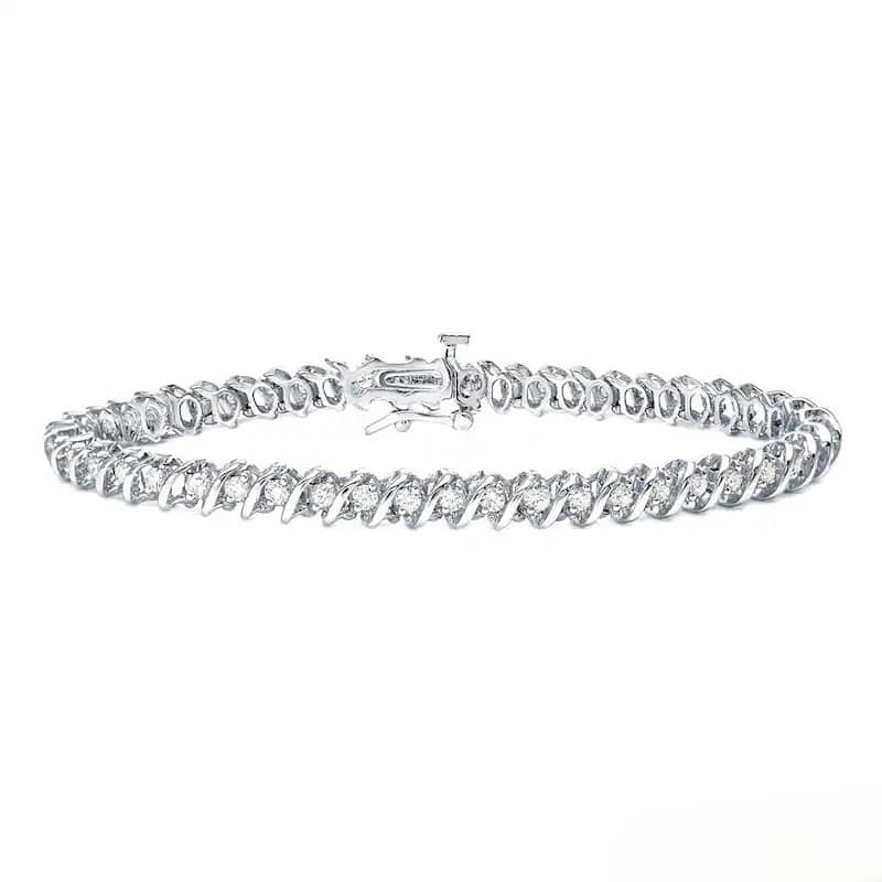Auriya 1ct to 10ct TW S-link Diamond Tennis Bracelet 14k Gold