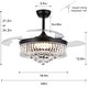 preview thumbnail 31 of 43, Kviflon 48'' Crystal Ceiling Fan with Lights and Remote 6 Speed, 3 Light Change Retractable Blades Chandelier Ceiling Fan