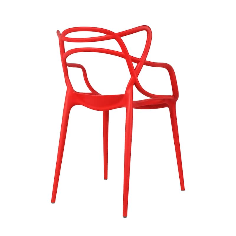 Set of 4 Modern Stackable Dining Chairs, Contemporary Plastic Patio Chair for Indoor Kitchen or Outdoor use, Green