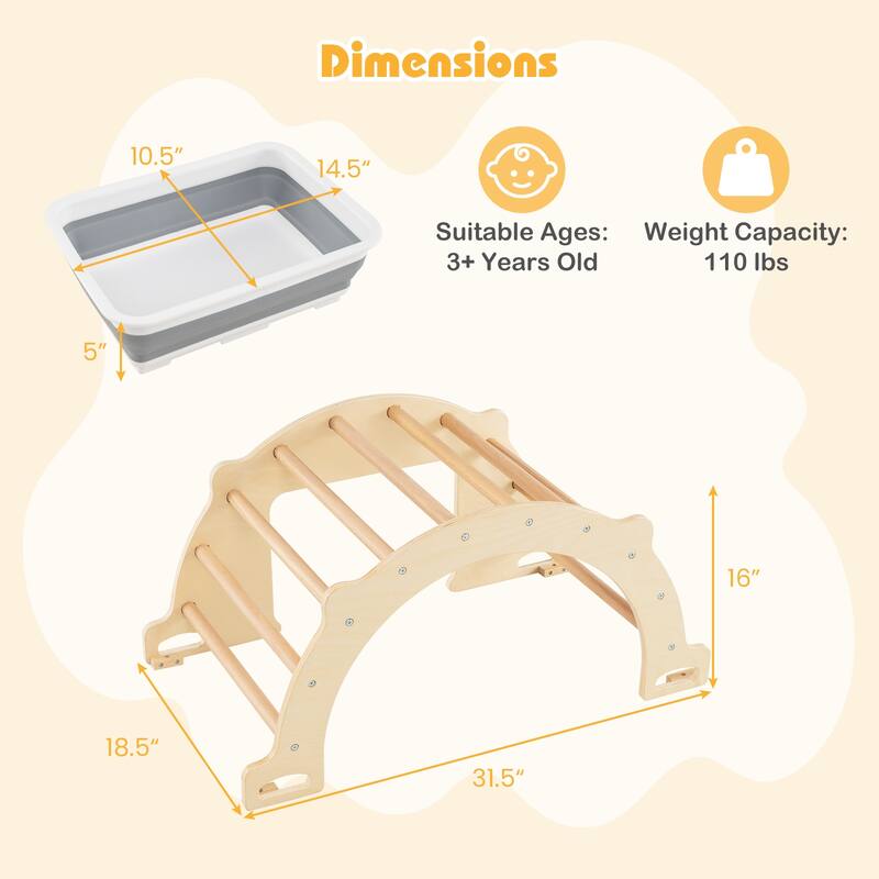 Gymax Kids Climbing Arch Sensory Table Montessori Wooden Climber Toy