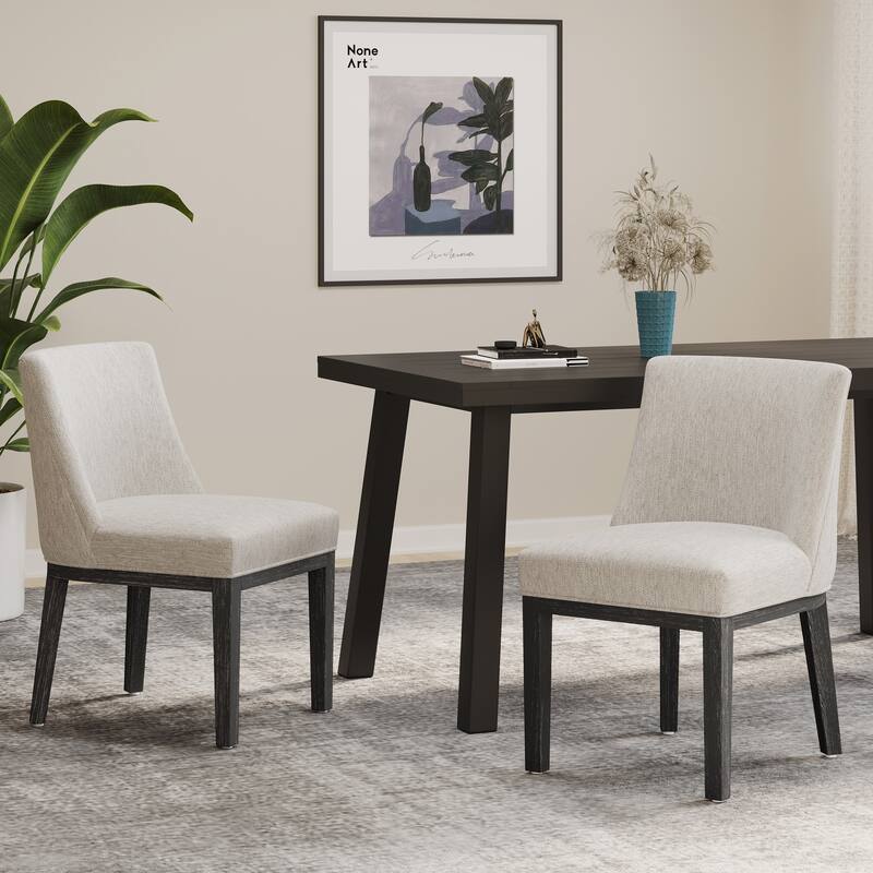 Modern Set of 2 Dining Chairs with Fabric Cushioned Seat Backrest, Solid Wood Frame for Dining Room Living Room and Bedroom