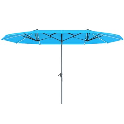 Solar Powered LED Patio Umbrella with UV Protection Outdoor Garden Patio Umbrella with LED Lights Crank Lift