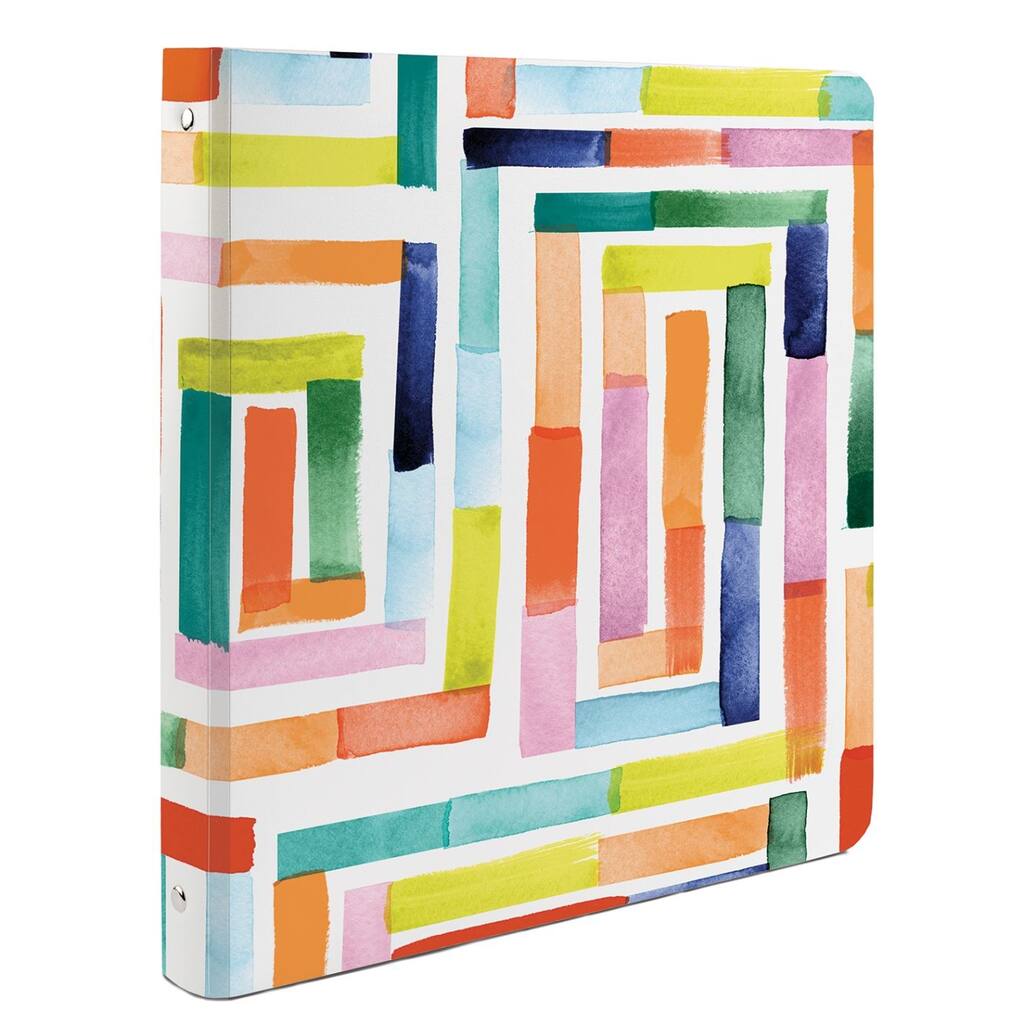 Color Maze Decorative 3-Ring 1-inch Binder for School, Office, or Home Made in The USA Reusable & Easily Wipes Clean