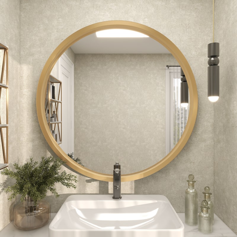 Wooden Wall Mirror with Thin Frame - Black, White, Gold - Roche River Decor