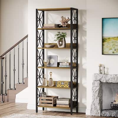 70.87" Industrial Bookshelf with 3-Tier Storage Shelves
