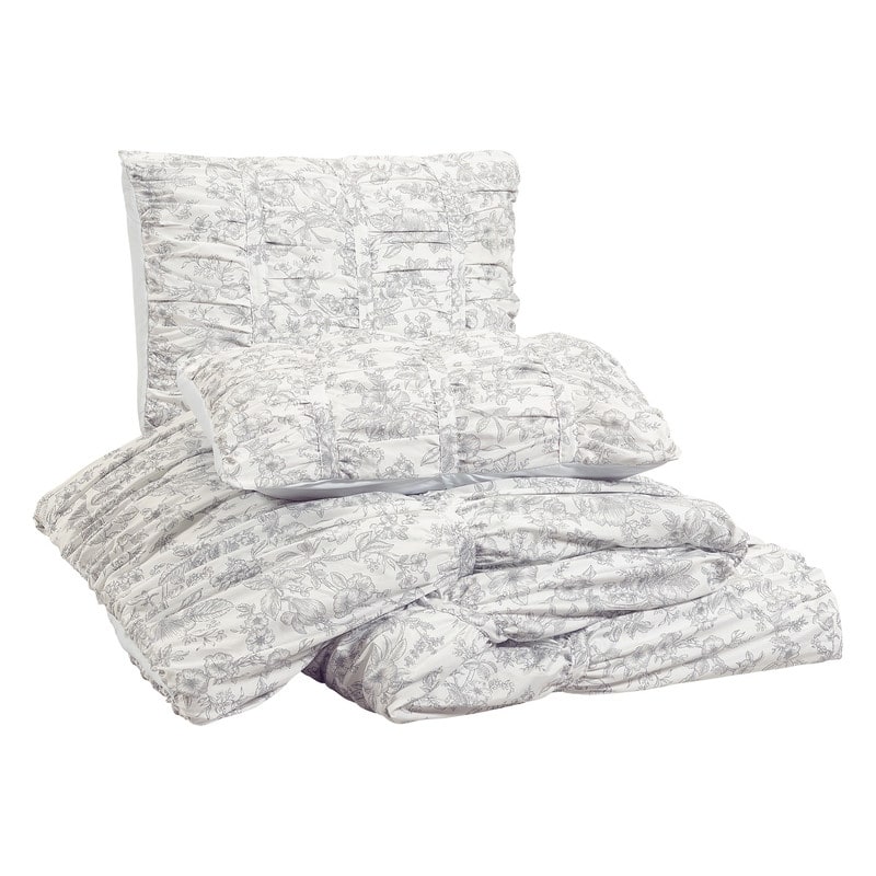 Floral Toile Ruched Textured Comforter Set