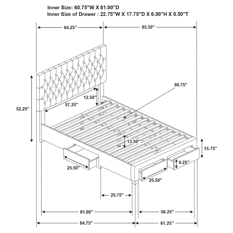 Soledad Fabric Upholstered Storage Panel Bed
