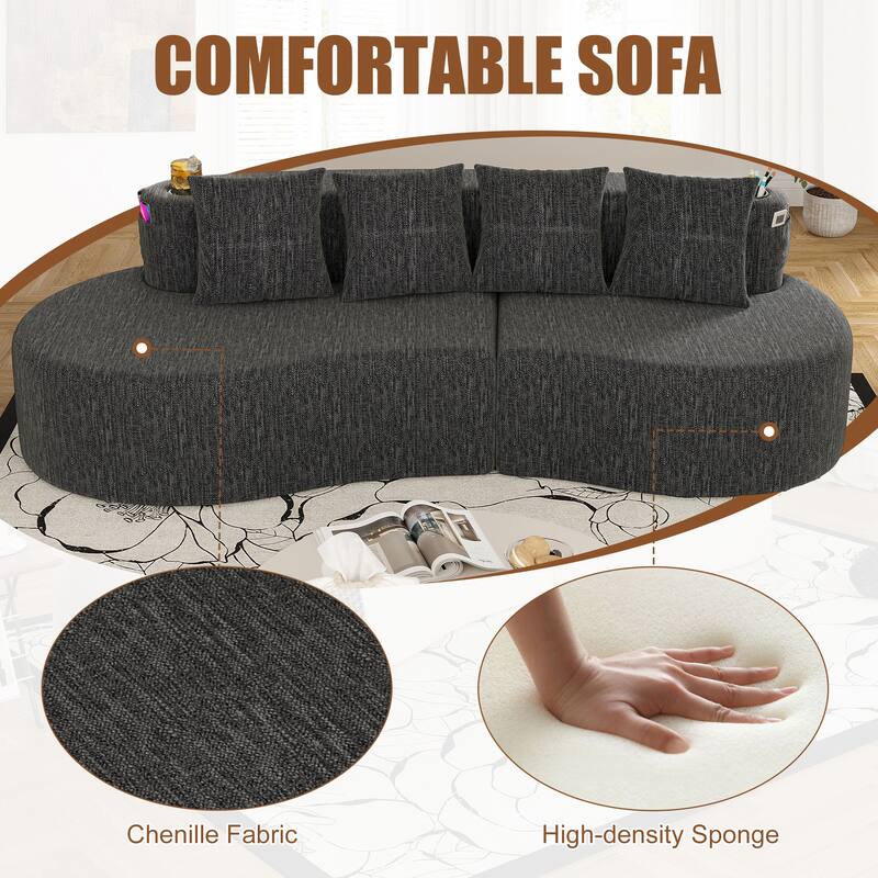Modern Curved Sectional 3 Seat Minimalist Elegant Half Moon Sofa Compressed Modular Sectional Sofa for Living Room, Office