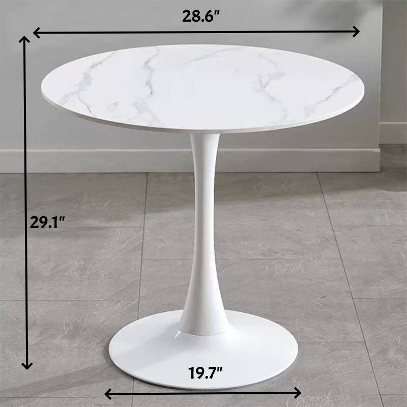 24 Inch Modern Round Dining Table, MDF Top and Steel Base Tulip Round Kitchen Table, Coffee Table, Oval Dining Table