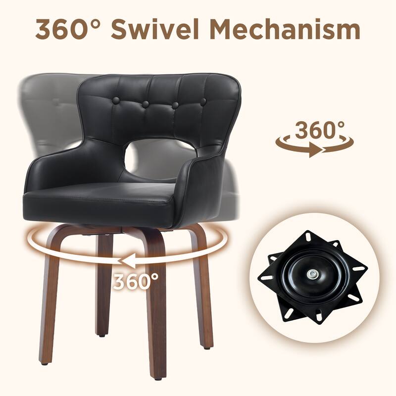 Bentwood Swivel Dining Chairs Set of 2/4/6, Faux Leather Upholstered Chairs Kitchen Chairs