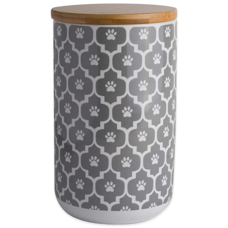 Bone Dry Paw Lattice Print Ceramic Treat Canister - Lattice Grey