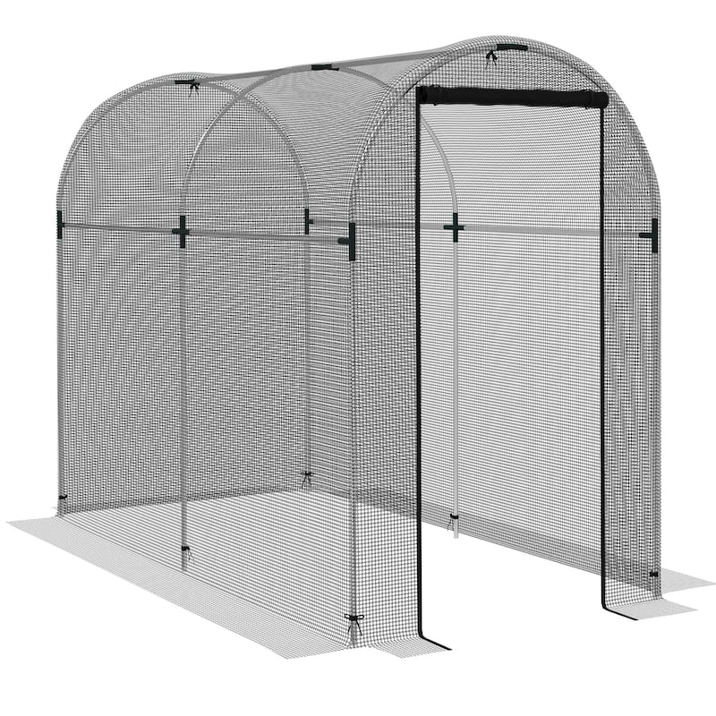 Outsunny 4' x 8' Crop Cage, Plant Protection Tent with Zippered Door and Galvanized Steel Frame, Fruit Cage Netting Cover