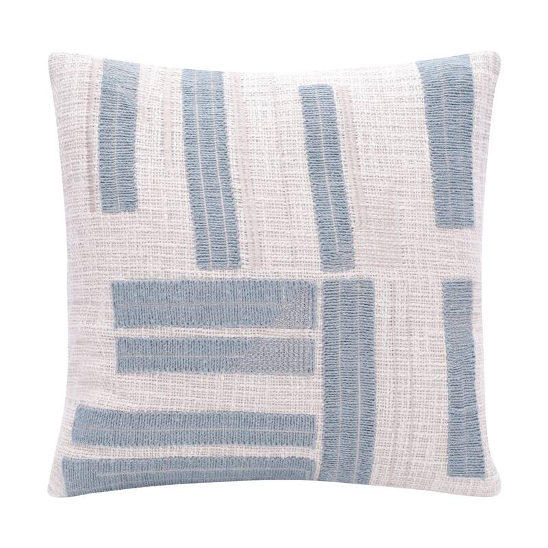 Handwoven Striped Square Throw Pillow Cover - 20" - Beige and Blue