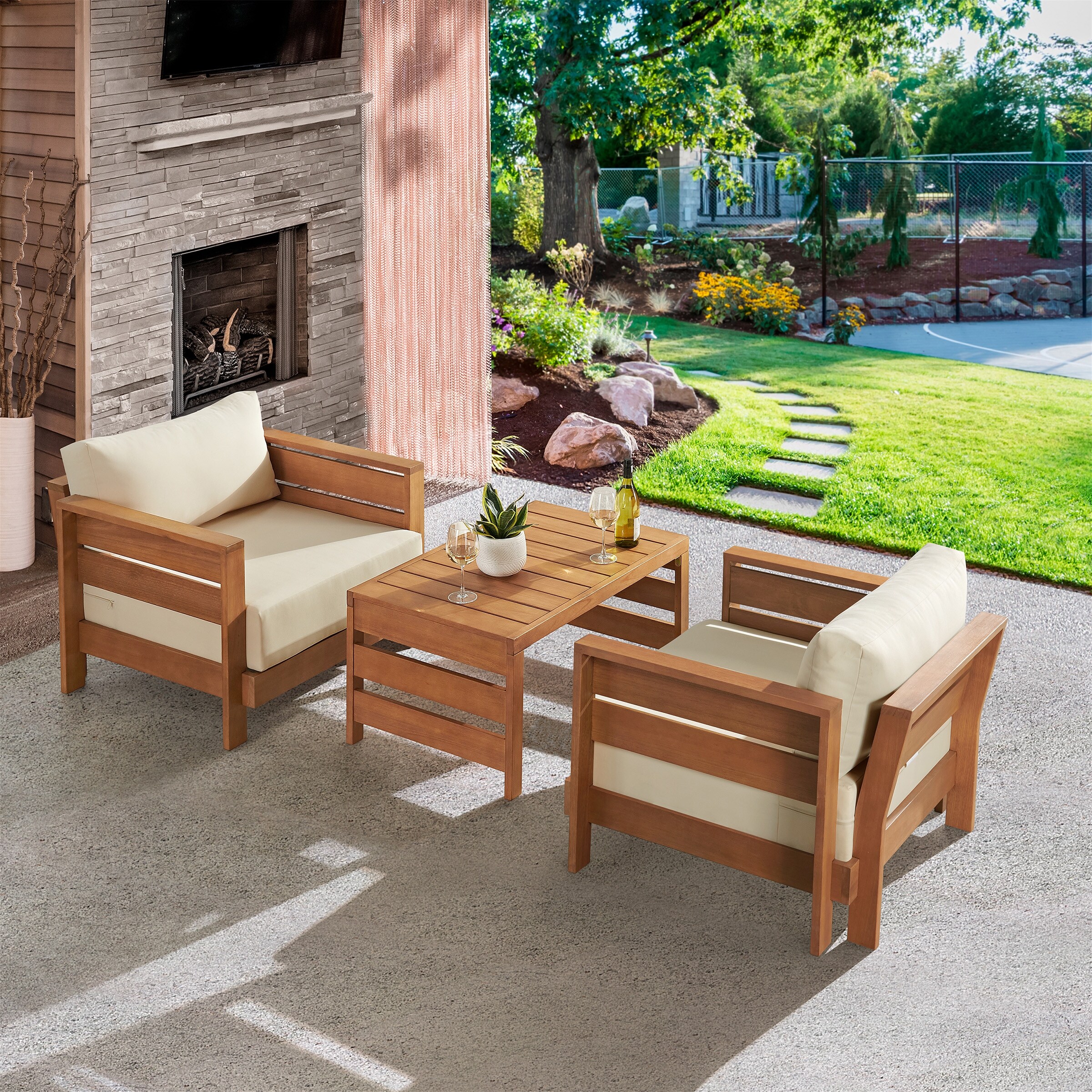 Barton Weather Resistant Outdoor Patio Furniture Set with 2 Chairs and Small Coffee Table 3 piece Set N A Bed Bath Beyond 37252106