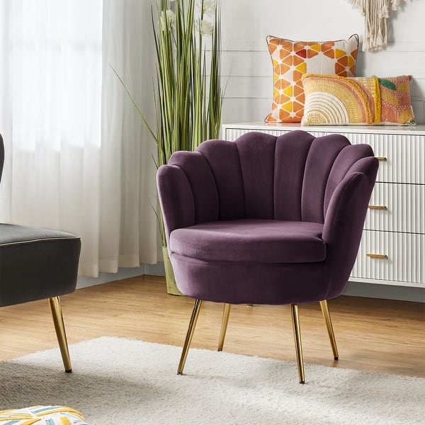 slide 2 of 12, Xabier Cute Modern Upholstered Barrel Chair Accent Chair with Tufted Back by HULALA HOME PURPLE
