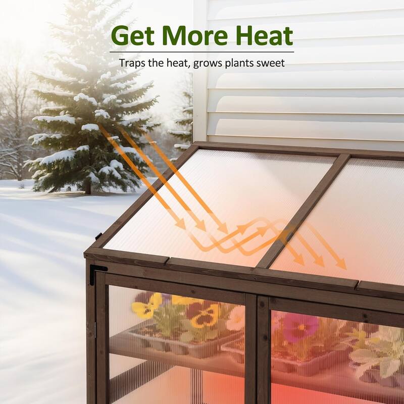 MCombo Cold Frame Greenhouse with Adjustable Shelves, Solid Wood 1344