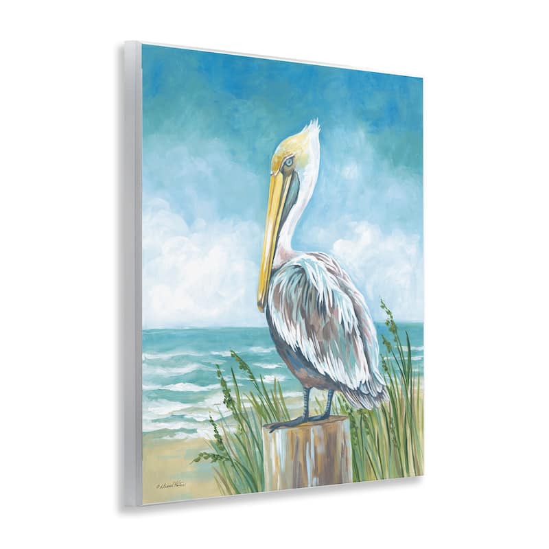Stupell Pelican Perched near Shore Wall Plaque Art Design By Diane Kater