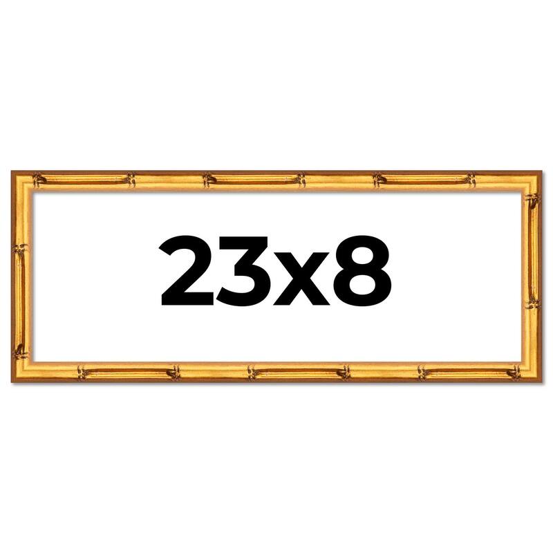 23x8 Frame Gold Bamboo Picture Frame Modern Photo Frame Includes UV Acrylic Shatter Guard Front Acid Free Foam Backing Board
