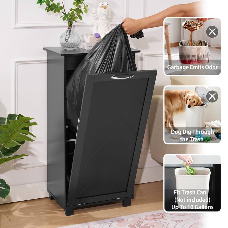 VECELO Tilt Out Kitchen Trash Bin Cabinet with Negative Ion Deodorizing Function Hidden Storage for Kitchen