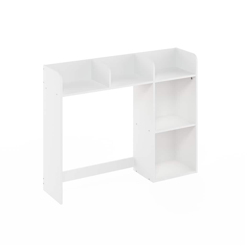 Furinno Classic Desktop Bookshelf Storage Hutch, Desk Organizer with 5 Shelves, White