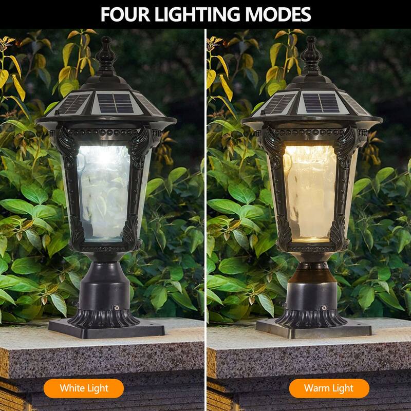 Waterproof Black Dimmable LED Outdoor Solar Post Light