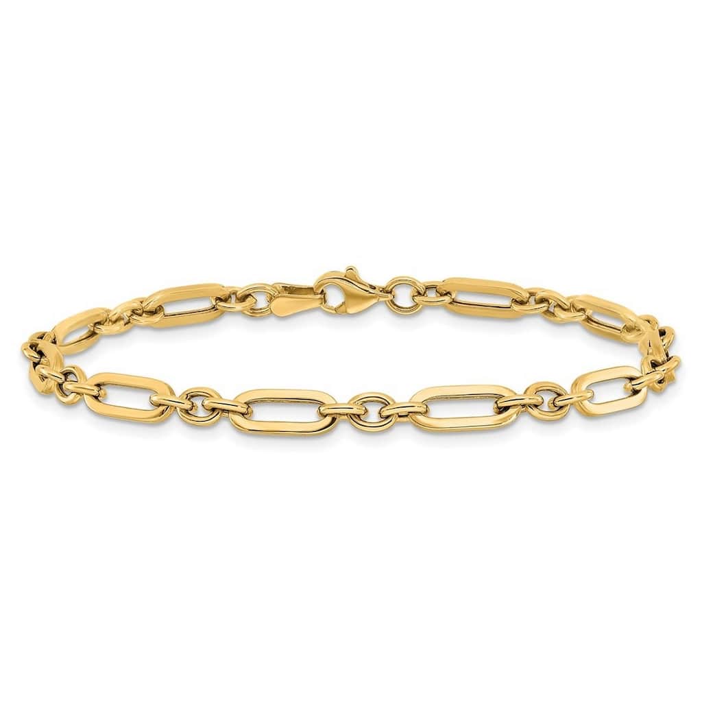Curata 10k Yellow Gold Italian 7.25" 4.5mm Polished Oval Links Bracelet