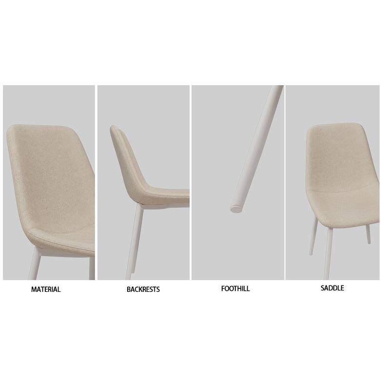 Linen 4 Piece Kitchen Dining Chair Set with Cushions, Metal Legs, Anti Scratch Foot Pads for Dining Room Kitchen Living Room
