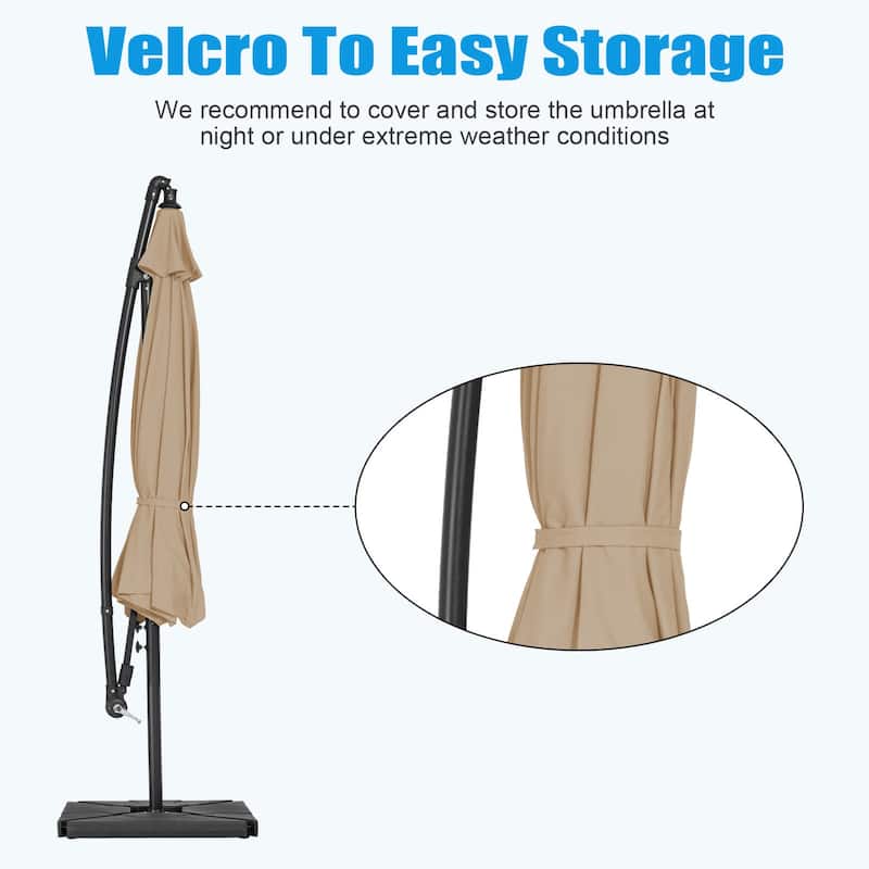 8ft×8ft Square Steel Crank-lift Cantilever Umbrella With Weighted Base