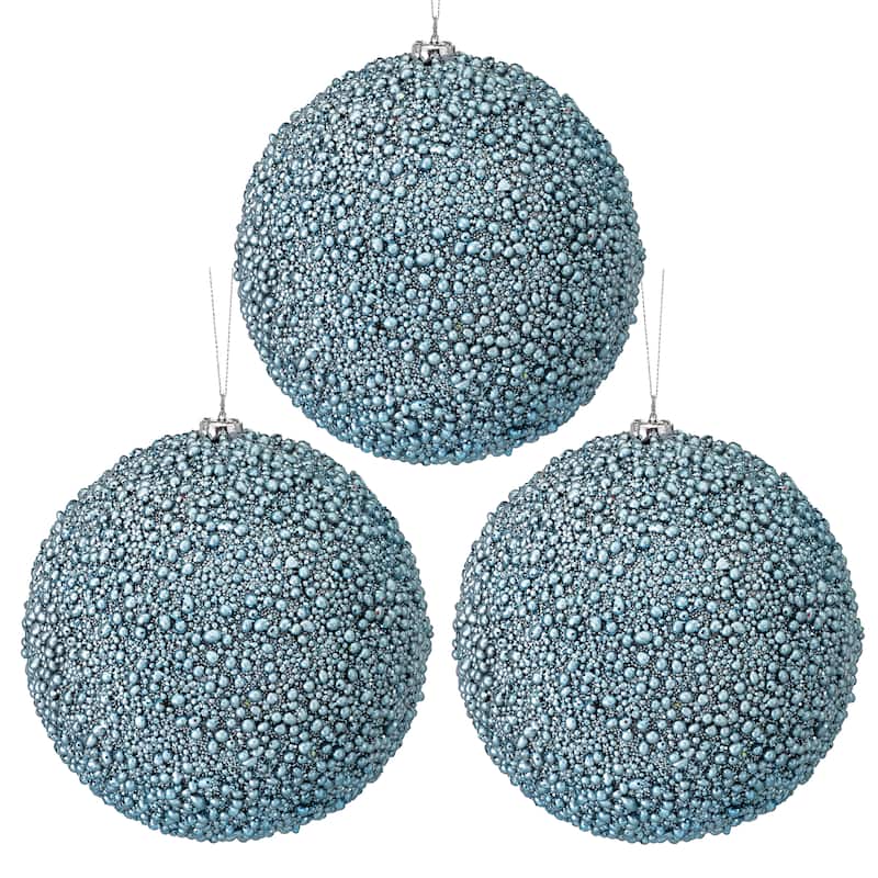 6" Glitter Metalic Mini Ball Ornament Set of 3