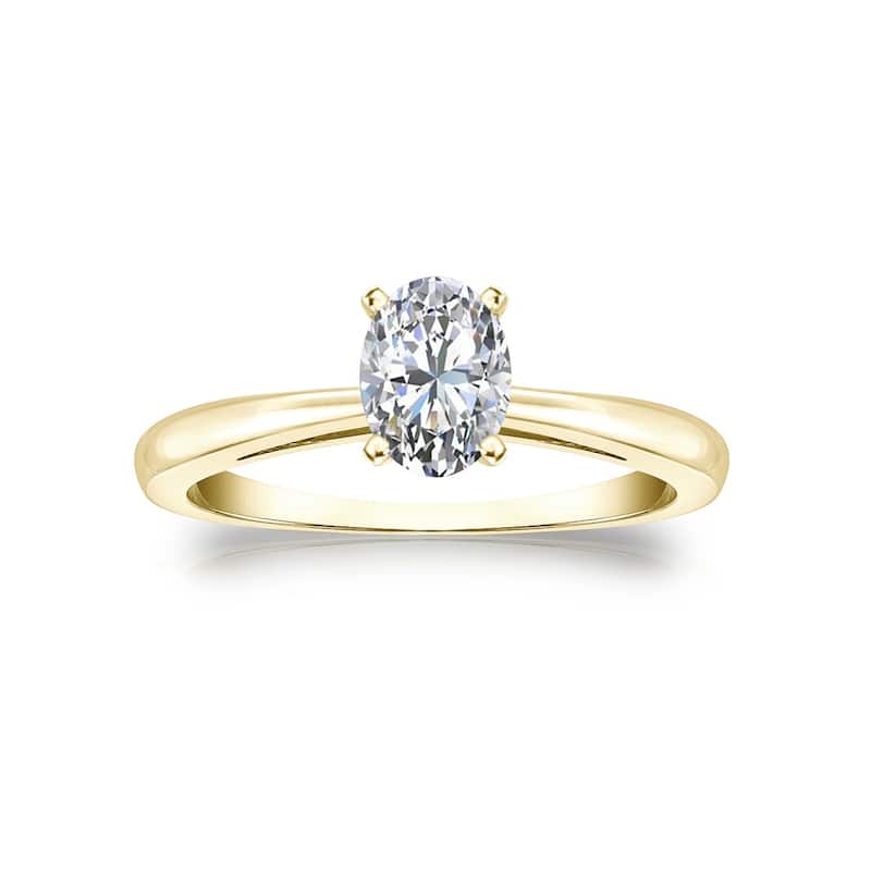 Auriya 14k Gold 1/2ctw Oval-cut Solitaire Diamond Engagement Ring (H-I, I1-I2)
