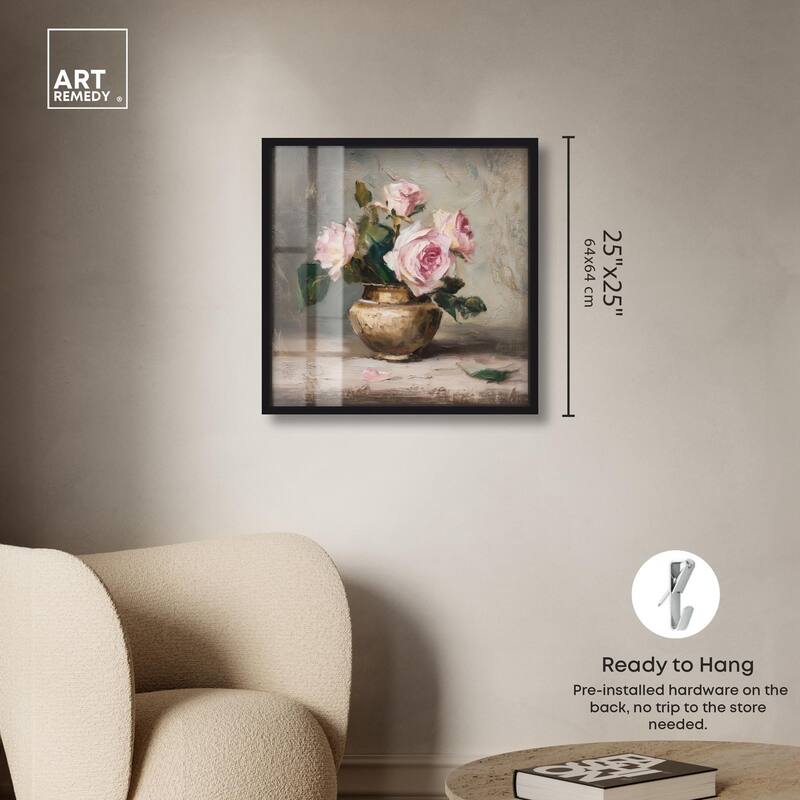 Pink Petals and Brass Shadowbox by Art Remedy