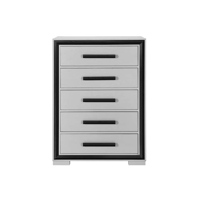 HomeRoots 48" Gray And Black Wood Five Drawer Dresser