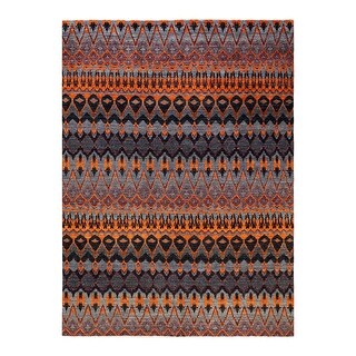 Overton One-of-a-Kind Hand-Knotted Contemporary Ikat Modern Gray Area Rug - 8' 10" x 11' 10"