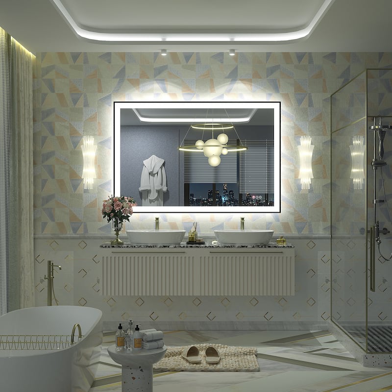Front & Back LED Anti-Fog Tempered Glass Framed Bathroom/Vanity Mirror 3-Year Warranty