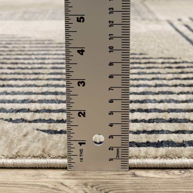 Style Haven Caiden Mid-Century Modern Geometric Beige/ Deep Navy Area Rug