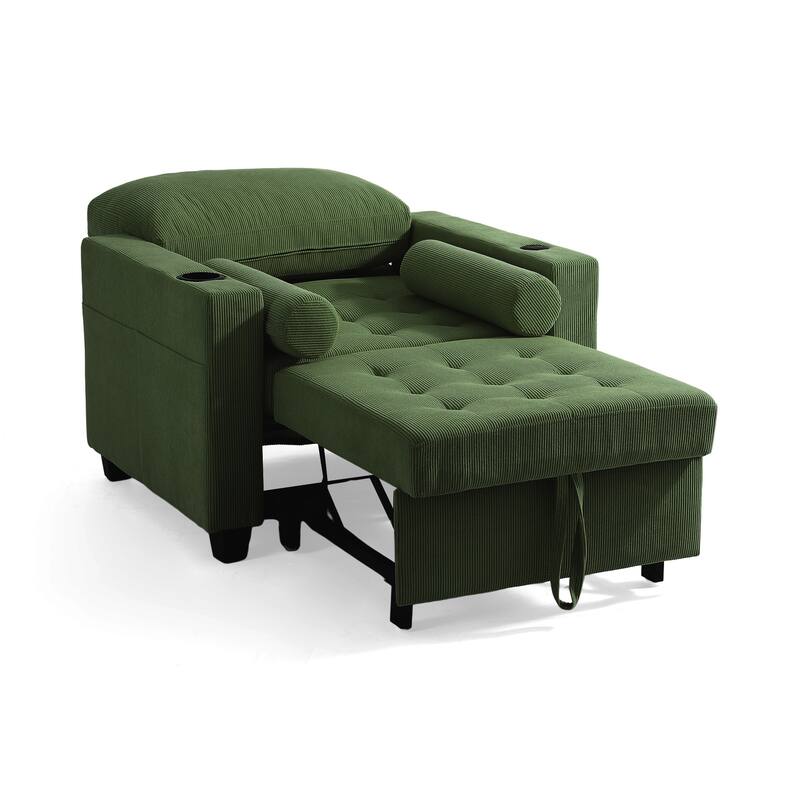 Corduroy Convertible Chair 3 in 1 Sleeper Sofa Chair Bed