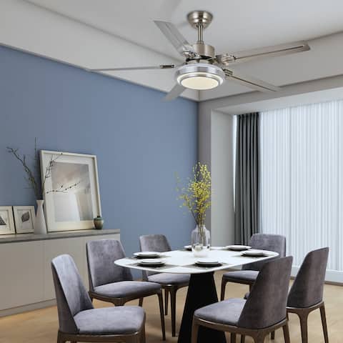 5 Blade LED Ceiling Fan Reversible with Remote Control - 52 Inches