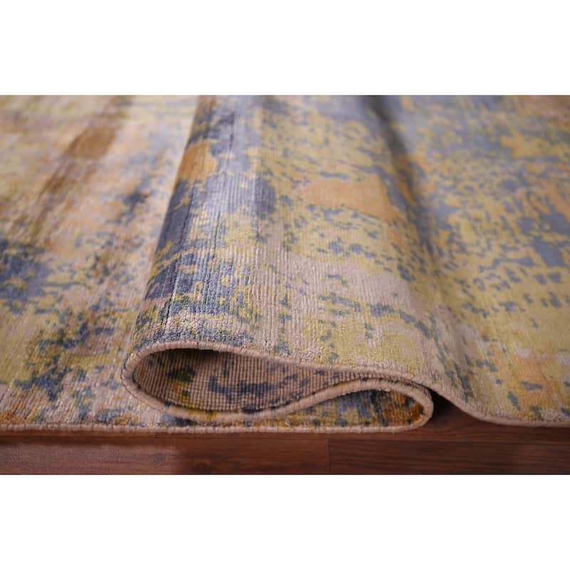 Contemporary Multicolor Abstract Area Rug Handmade Wool Carpet - 4'0"x 6'6"